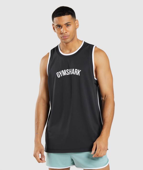 Panske Tielko Gymshark Recess Basketball Čierne Biele | NO6031928